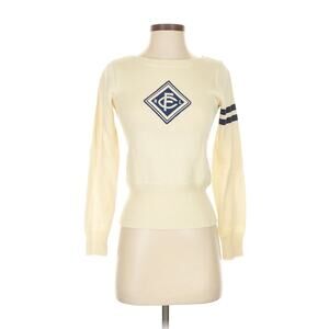NWT Ralph Lauren Rugby V Neck Football Club Cotton White Sweater XS